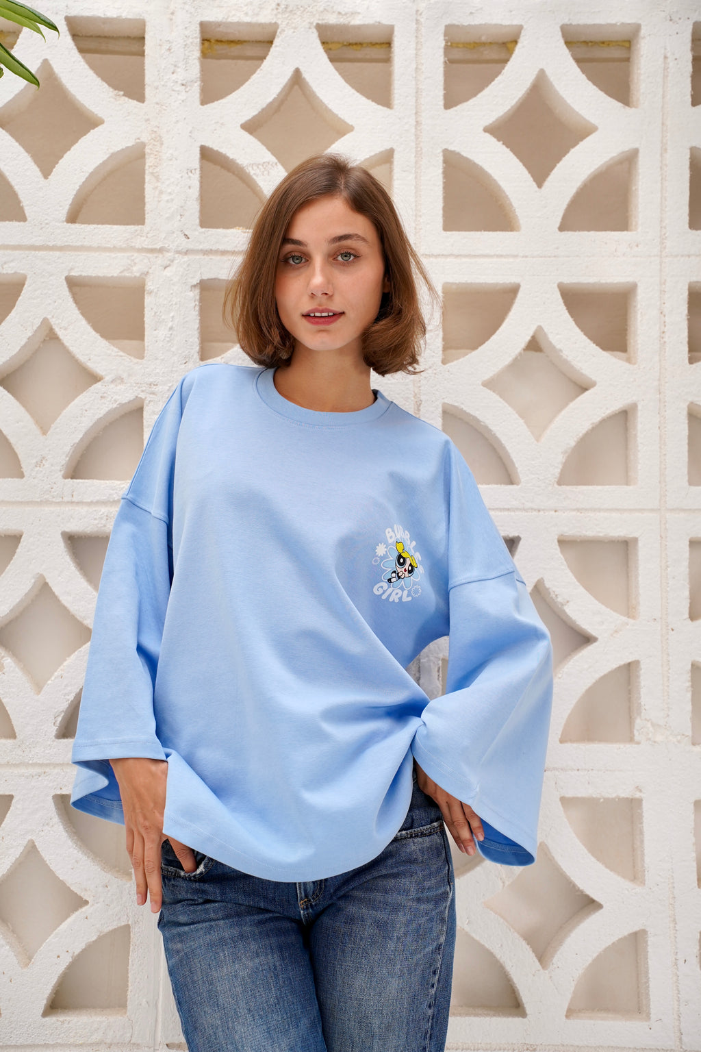 Baby Blue Modest Oversized Tees
