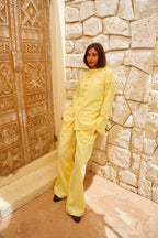 Baby Yellow Linen Tang Suit