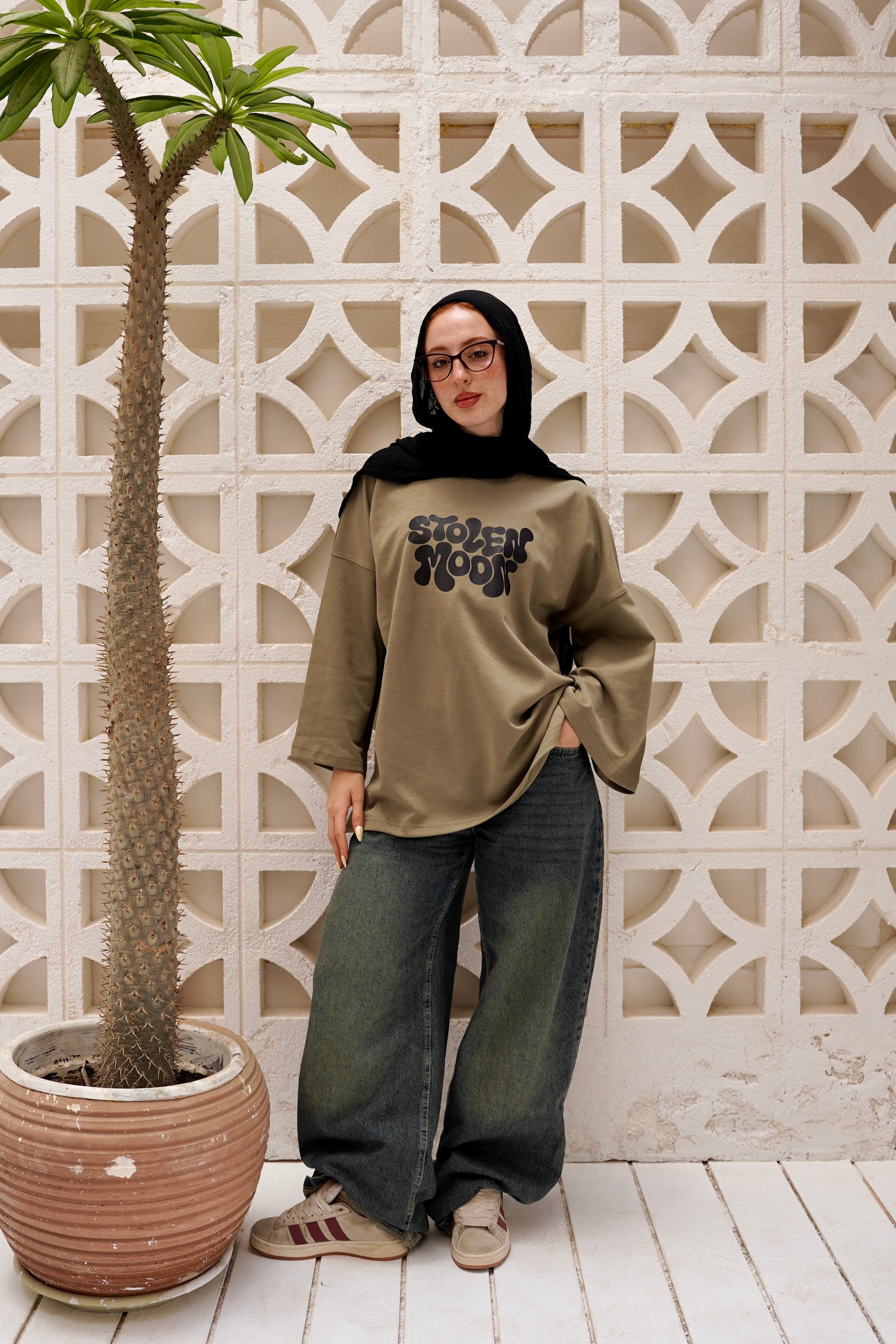 Muted Olive Modest Oversized Tees
