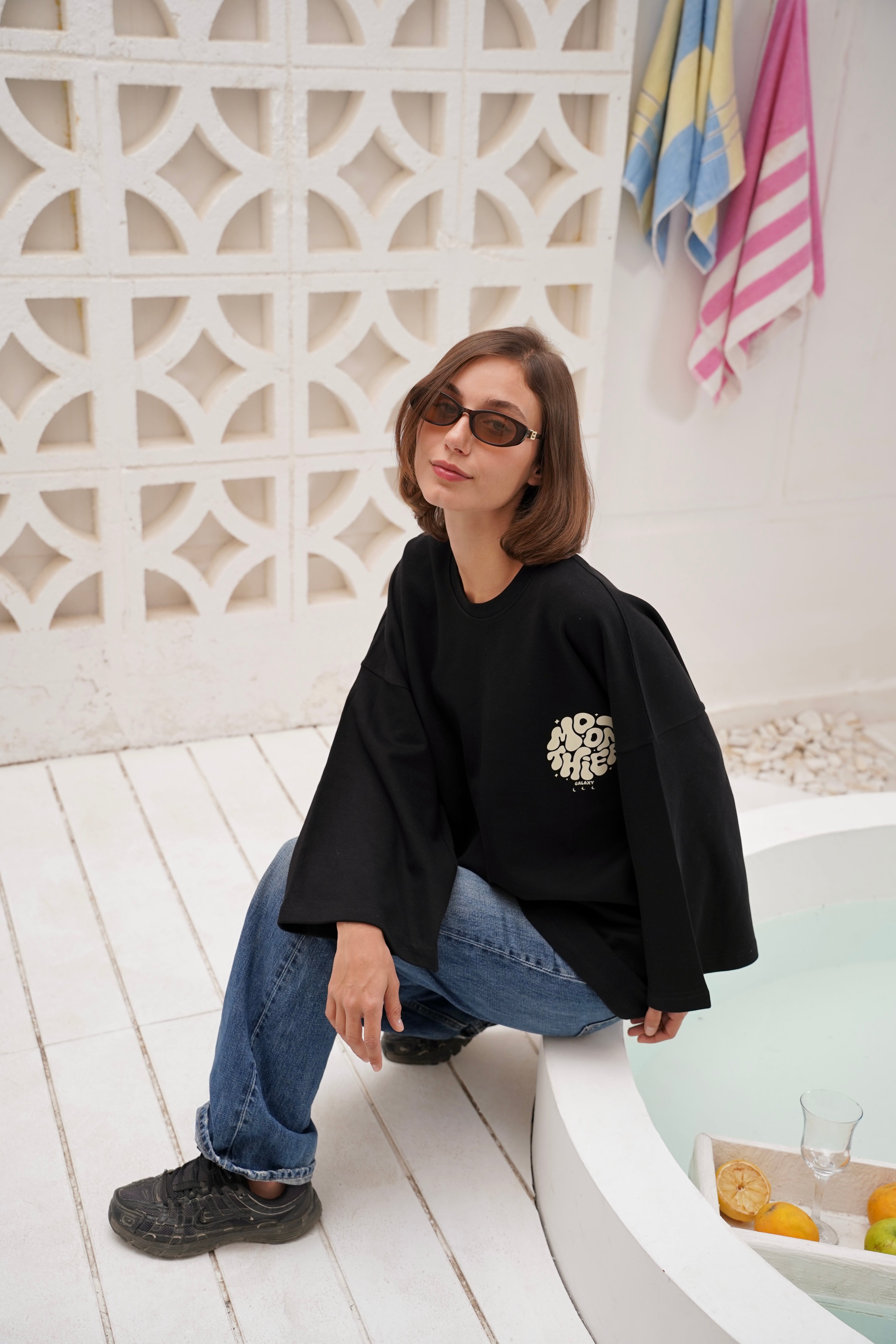 Black Modest Oversized Tees