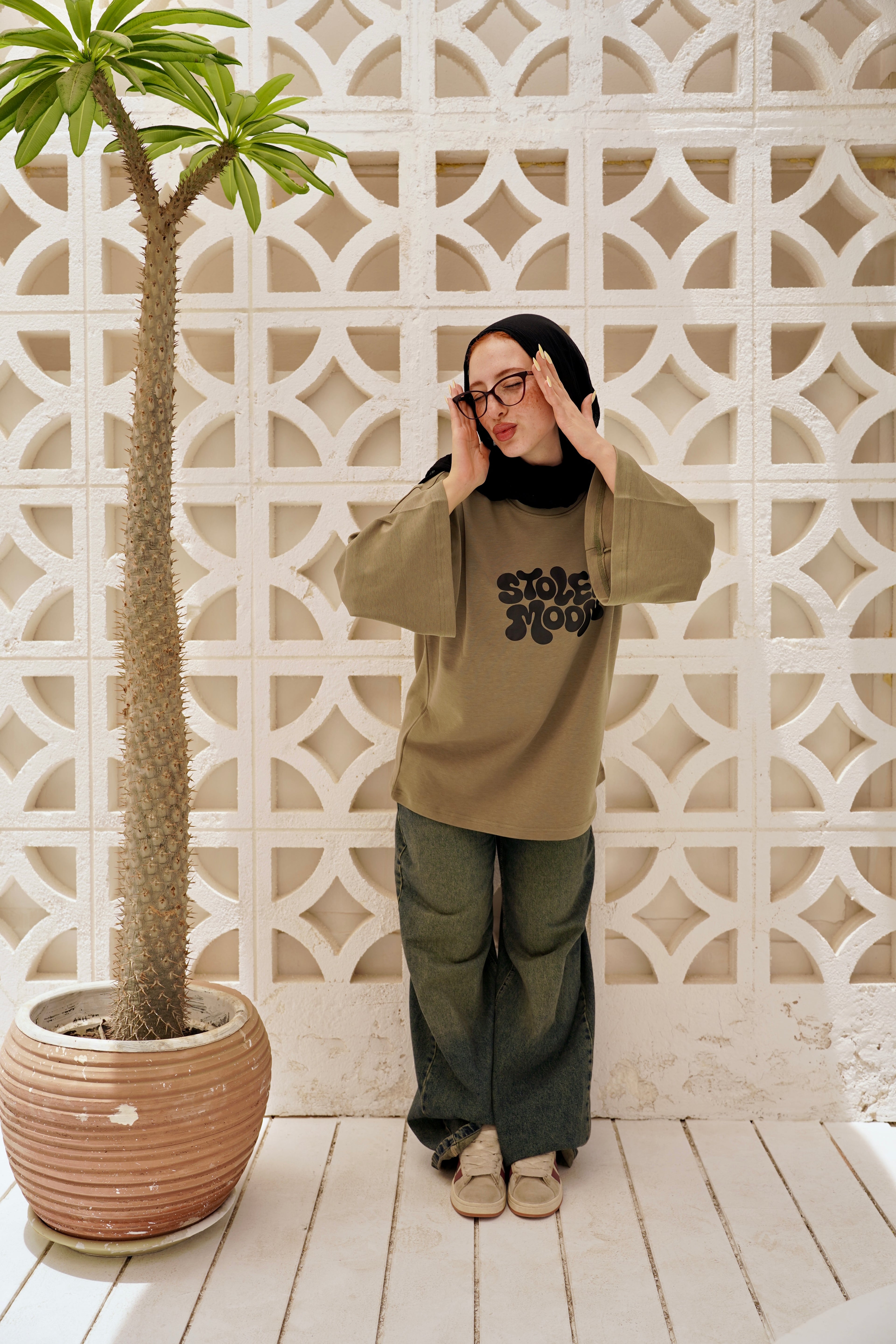 Muted Olive Modest Oversized Tees