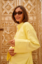 Baby Yellow Linen Tang Suit