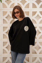 Black Modest Oversized Tees