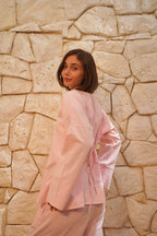 Baby Pink Linen Tang Suit