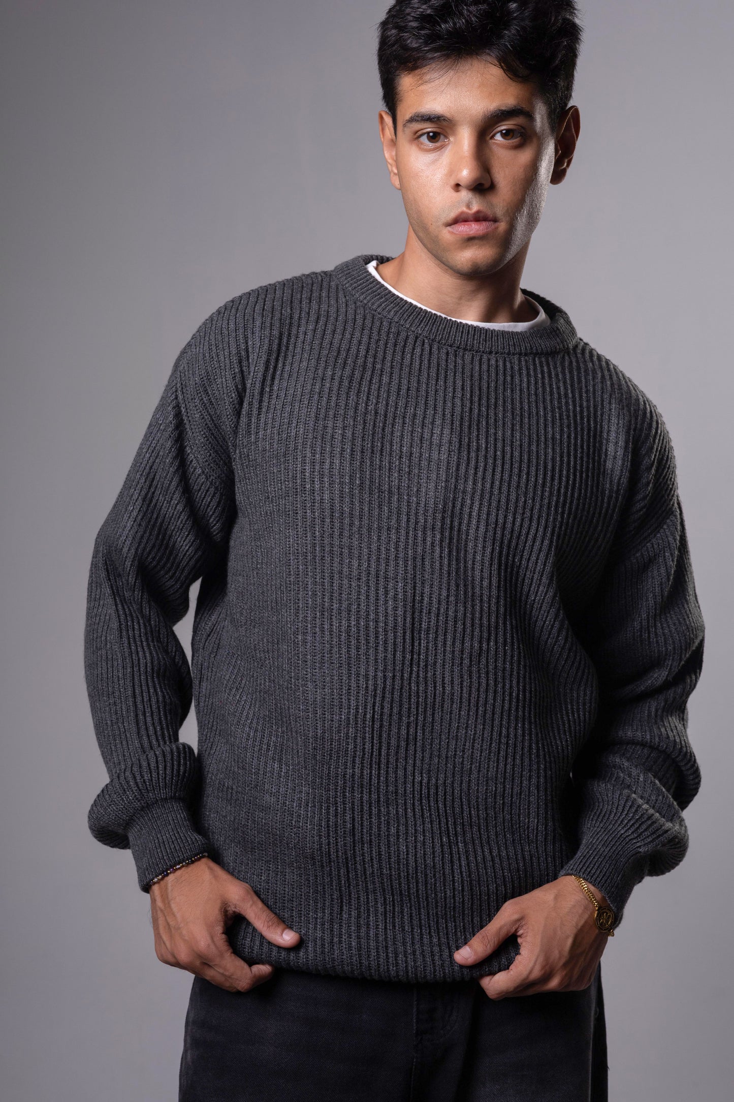 Dark Grey Knitted Crewneck