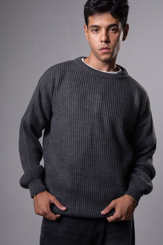 Dark Grey Knitted Crewneck