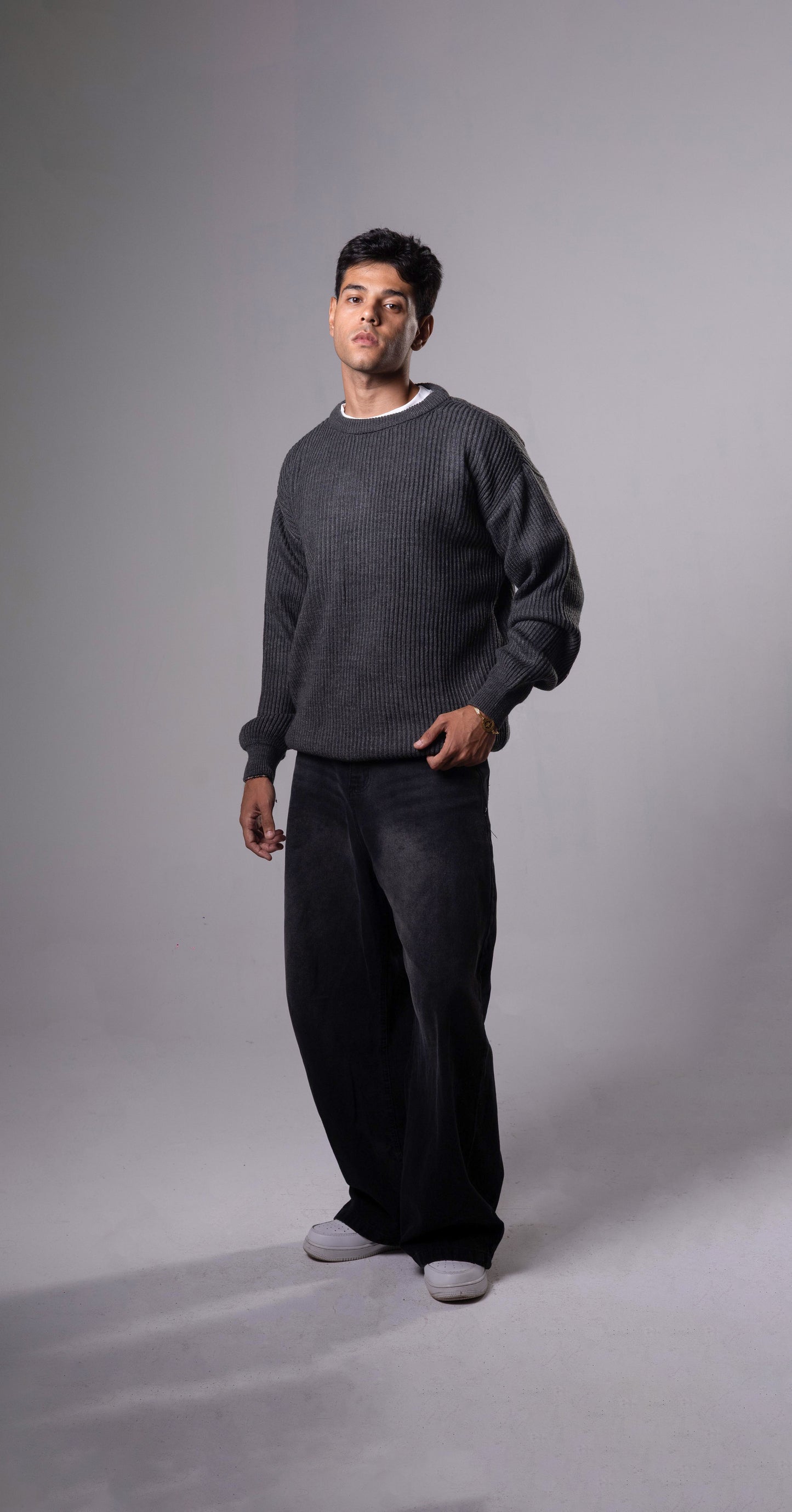 Dark Grey Knitted Crewneck