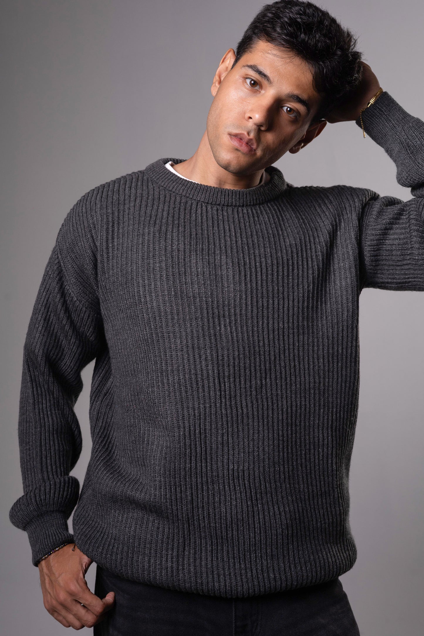 Dark Grey Knitted Crewneck