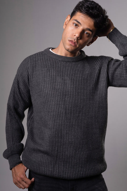 Dark Grey Knitted Crewneck