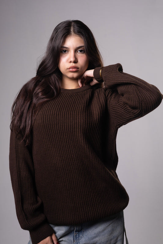 Brown Knitted Crewneck