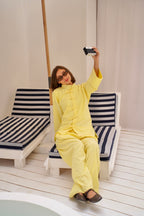 Baby Yellow Linen Tang Suit
