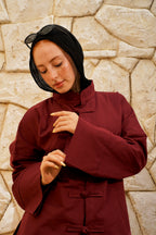 Burgundy Linen Tang Suit