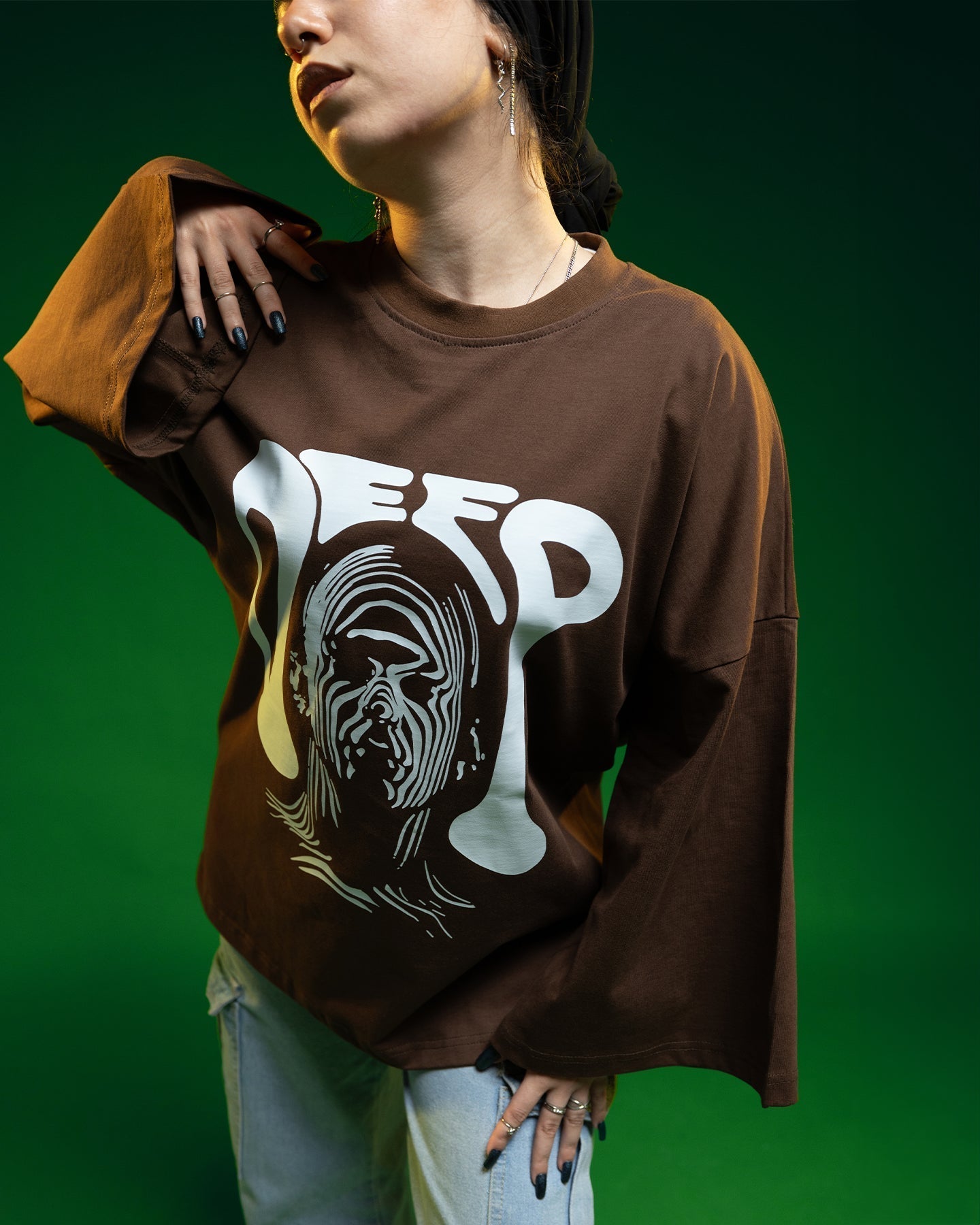 Deep Long Sleeve Oversized T-Shirt - DESHLO