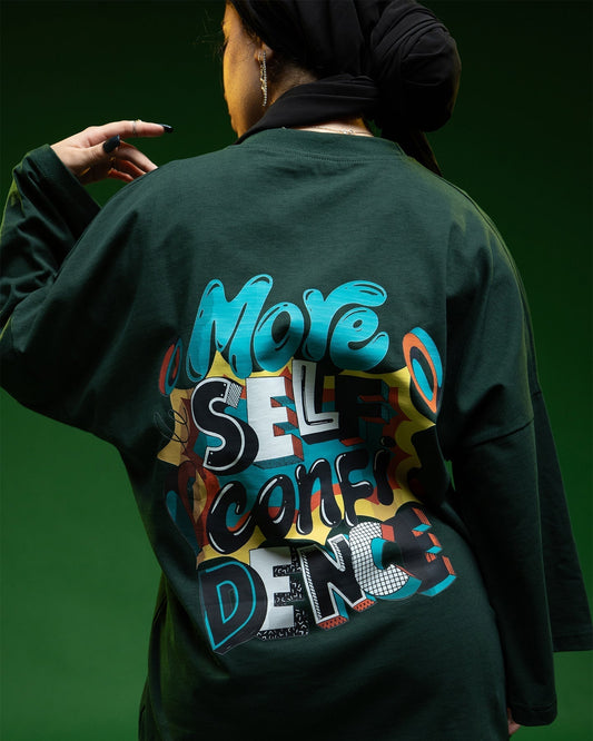 More Self Confidence Long Sleeve Oversized T-Shirt - DESHLO